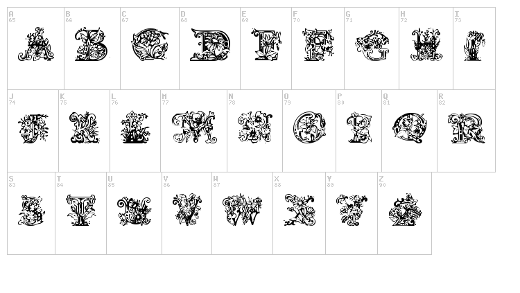 Lime Blossom Caps font map